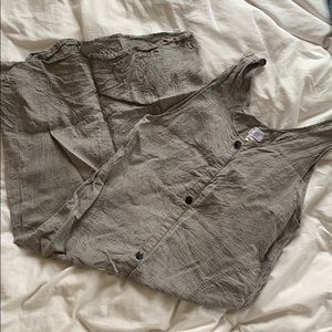 Vintage flax linen striped dress